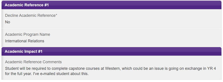 Website with information about Academic Reference #1 and Academic Impact #2
