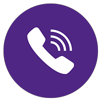 white phone headset inside purple circle with visible sound waves