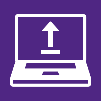 icon of a laptop with the upload icon on screen