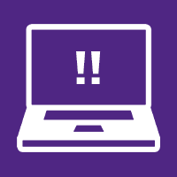 icon with of laptop with !! on screen